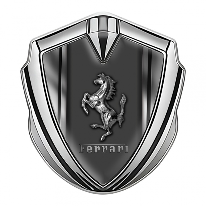 Ferrari Self Adhesive Bodyside Emblem Silver Background Chromed Logo