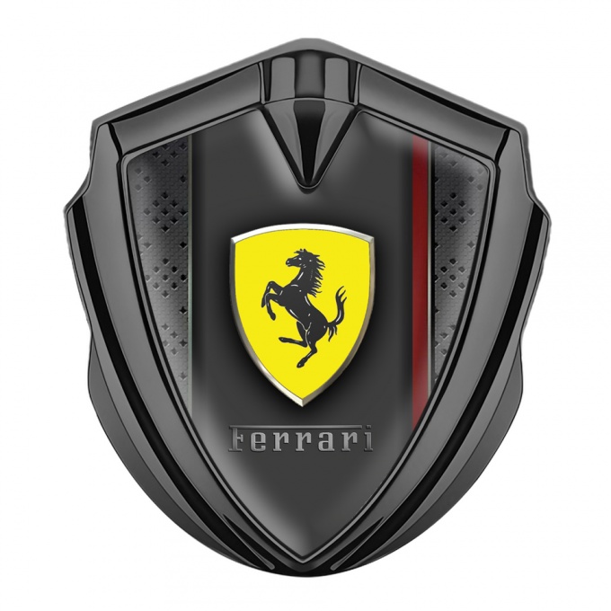 Ferrari Metal Emblem Self Adhesive Graphite Dark Mesh Red Lining Design