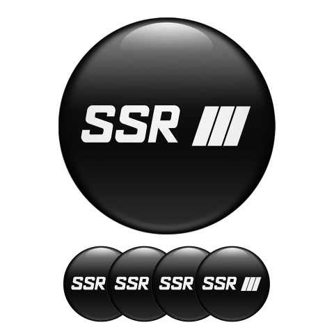 SSR Domed Stickers Wheel Center Cap Badge Simple Black