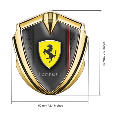 Ferrari Metal Emblem Self Adhesive Gold Dark Mesh Red Lining Design