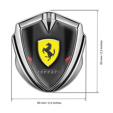 Ferrari 3D Car Metal Emblem Silver Dark Wall Classic Logo Edition