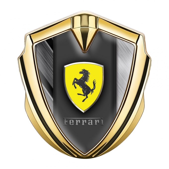 Ferrari Bodyside Emblem Gold Brushed Metal Plates Design