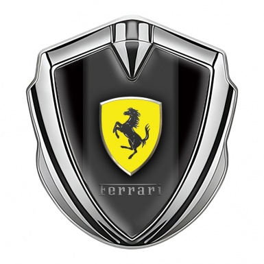 Ferrari Fender Emblem Badge Silver Black Classic Shield Design