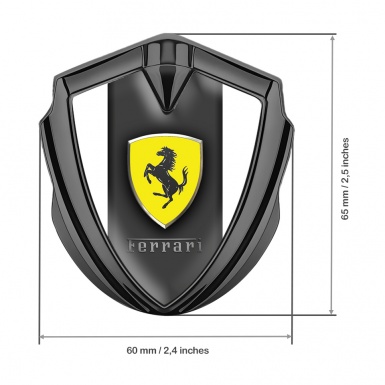 Ferrari Metal Emblem Self Adhesive Graphite White Sides Shield Logo