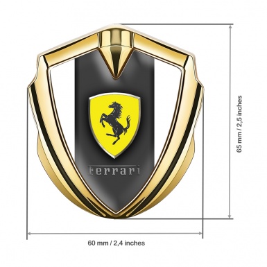 Ferrari Metal Emblem Self Adhesive Gold White Sides Shield Logo