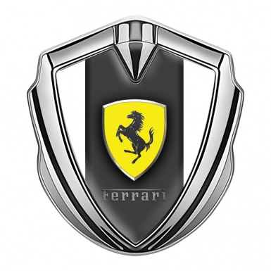 Ferrari Metal Emblem Self Adhesive Silver White Sides Shield Logo