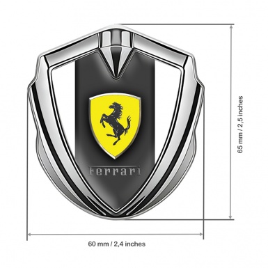 Ferrari Metal Emblem Self Adhesive Silver White Sides Shield Logo