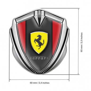Ferrari 3D Car Metal Emblem Silver Red Sides Shield Logo Design
