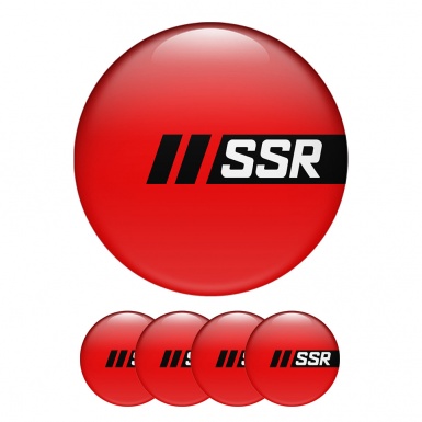 SSR Domed Stickers Wheel Center Cap Red Storm 