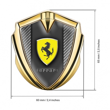 Ferrari Fender Emblem Badge Gold Carbon Effect Shield Logo