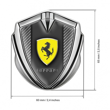 Ferrari Fender Emblem Badge Silver Carbon Effect Shield Logo