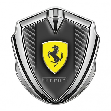 Ferrari Trunk Emblem Badge Silver Dark Carbon Effect Edition