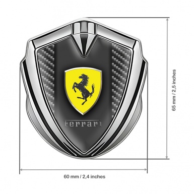 Ferrari Trunk Emblem Badge Silver Dark Carbon Effect Edition