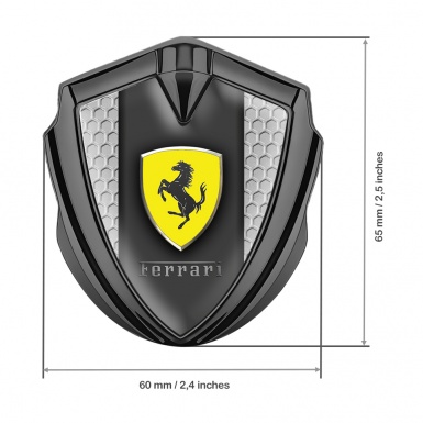 Ferrari Trunk Metal Emblem Badge Graphite Grey Honeycomb Design