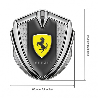 Ferrari Trunk Metal Emblem Badge Silver Grey Honeycomb Design