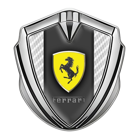 Ferrari Self Adhesive Emblem Silver White Carbon Classic Shield