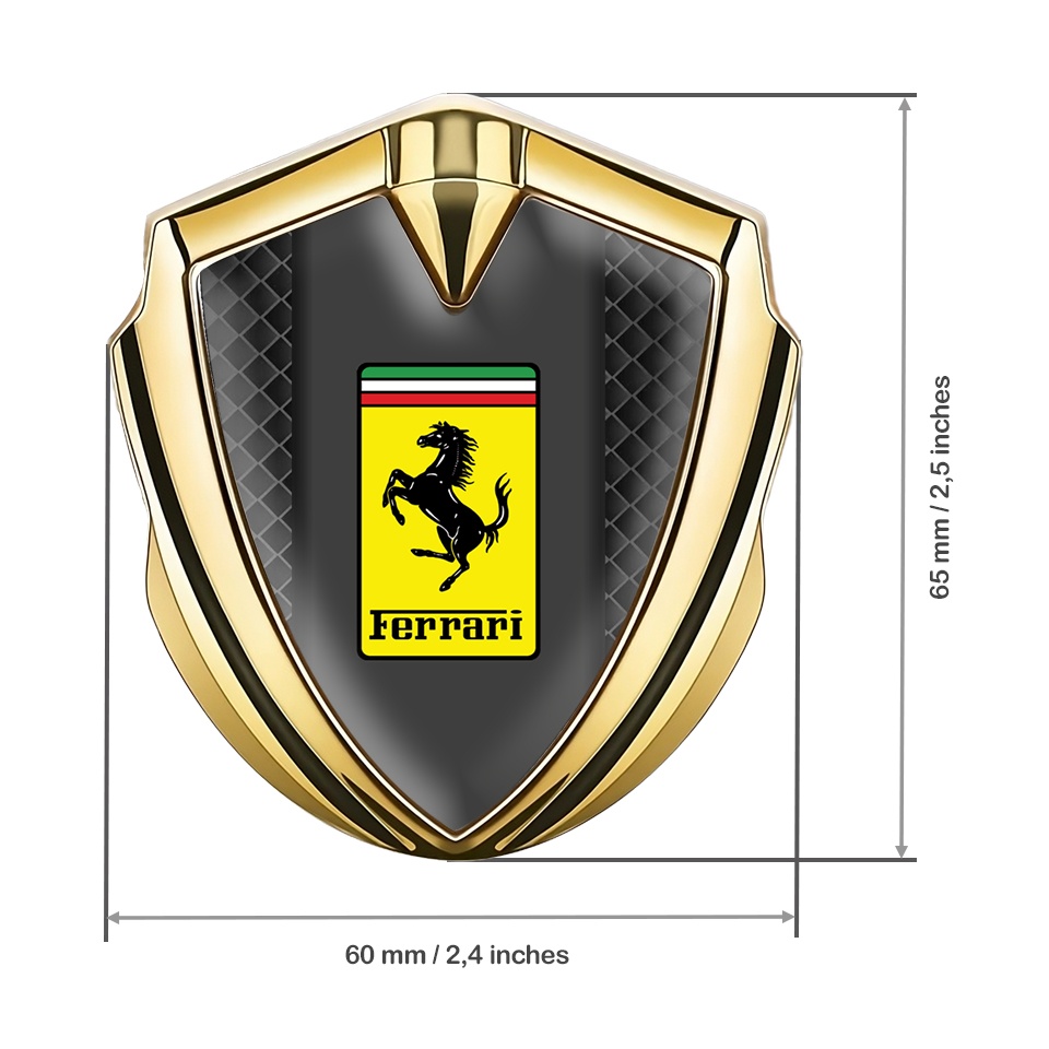 Ferrari Bodyside Badge Self Adhesive Gold Dark Grid Rectangle Logo ...