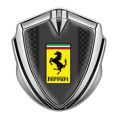 Ferrari Bodyside Badge Self Adhesive Silver Dark Grid Rectangle Logo