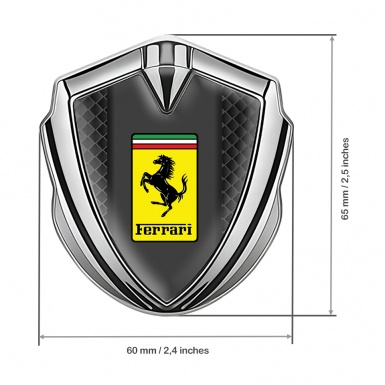 Ferrari Bodyside Badge Self Adhesive Silver Dark Grid Rectangle Logo