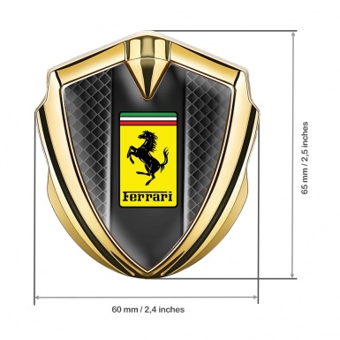 Ferrari Fender Metal Emblem Badge Gold Glow Grid Edition