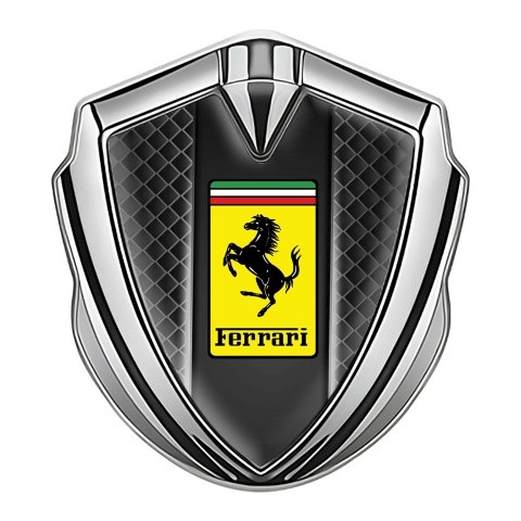 Ferrari Fender Metal Emblem Badge Silver Glow Grid Edition