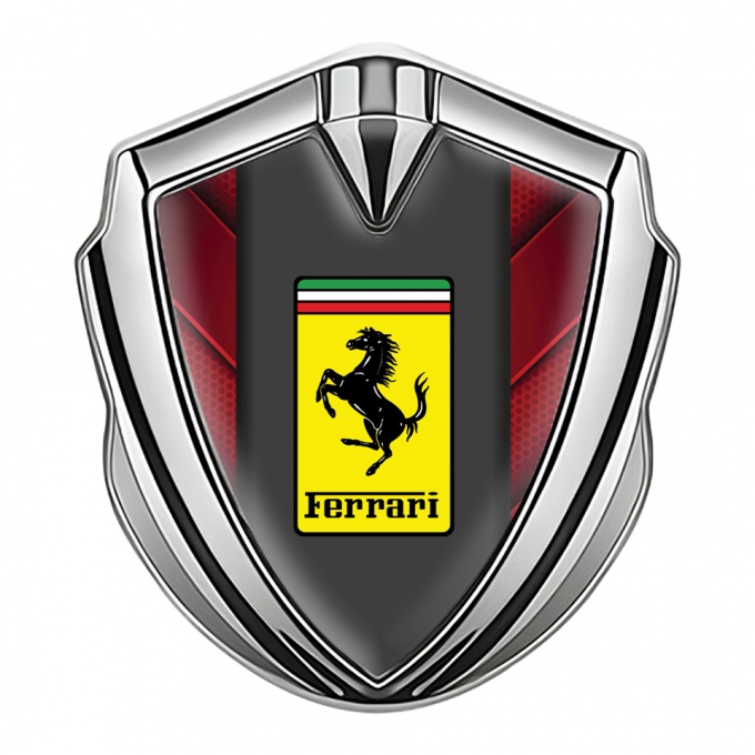 Ferrari Trunk Emblem Badge Silver Red Plates Classic Logo