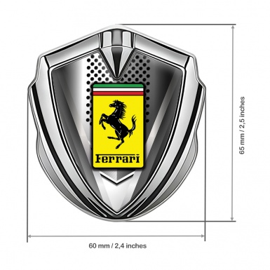 Ferrari Metal Emblem Self Adhesive Silver Engine Cover Edition