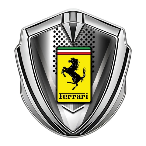 Ferrari Metal Emblem Self Adhesive Silver Engine Cover Edition
