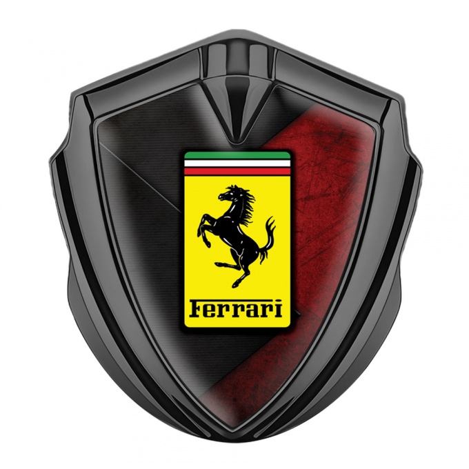 Ferrari 3D Car Metal Emblem Graphite Half Red Surface Logo Edition