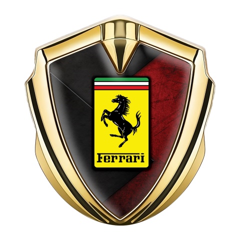 Ferrari 3D Car Metal Emblem Gold Half Red Surface Logo Edition