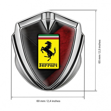 Ferrari 3D Car Metal Emblem Silver Half Red Surface Logo Edition