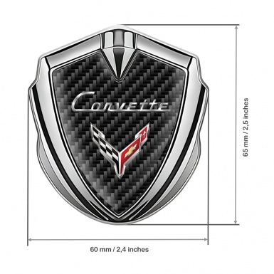 Chevrolet Corvette Trunk Metal Badge Silver Dark Carbon Design