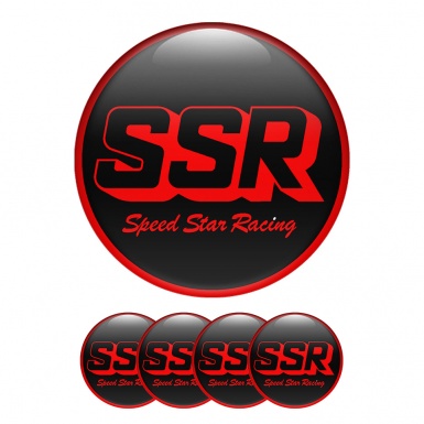 SSR Wheel Center Cap Domed Stickers Black And Red Combination 