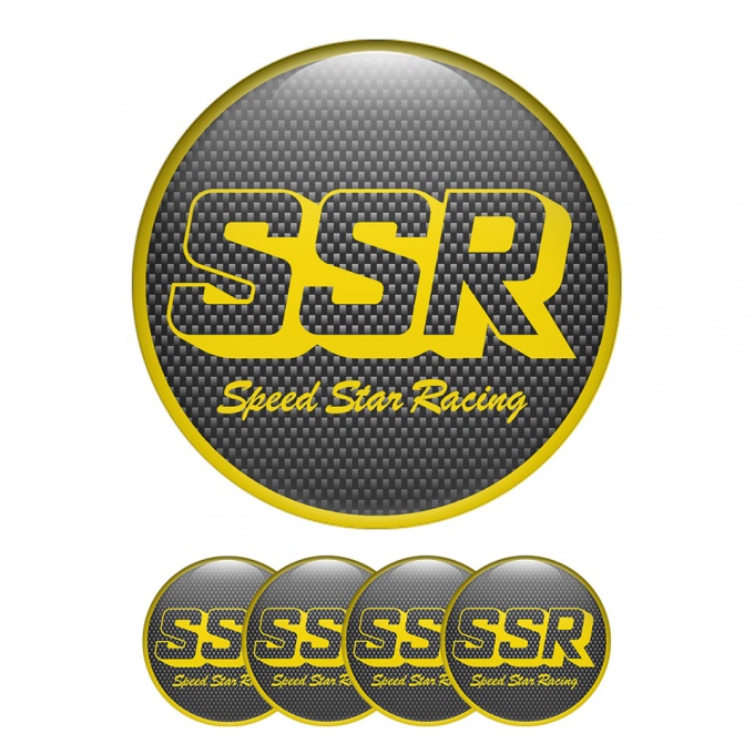 SSR Domed Stickers Wheel Center Cap Speed Star Racing Carbon