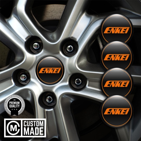 Enkei Wheel Emblems Black Orange Edition