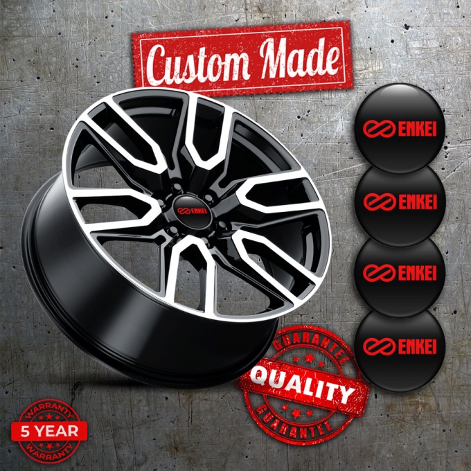 Enkei Emblems for Wheel Center Caps Black Red Edition Wheel Emblems Stickers XSticker