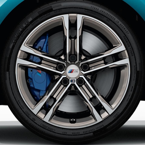 BMW M Power Wheel Center Caps Emblem In White Color