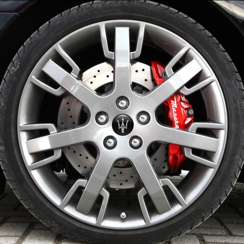 Maserati Domed Stickers Wheel Center Cap Black Ghost