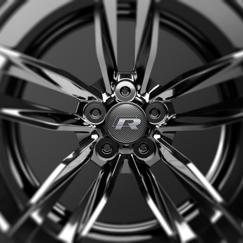 VW R Line Wheel Center Caps Emblem 3D Carbon Version 
