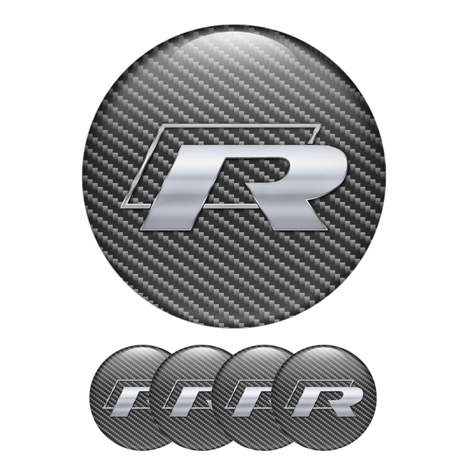 VW R Line Wheel Center Caps Emblem 3D Carbon Version, Wheel Emblems, Stickers