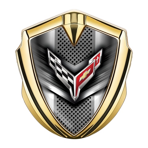 Chevrolet Corvette 3D Car Metal Emblem Gold Sci Fi Visual Effect