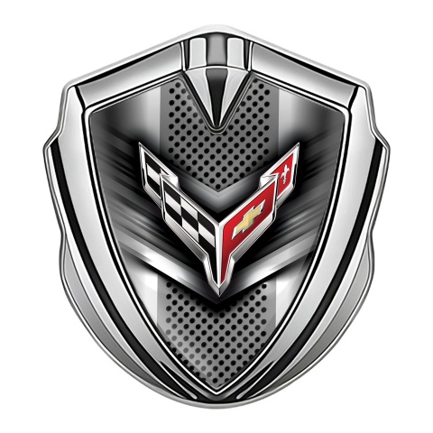 Chevrolet Corvette 3D Car Metal Emblem Silver Sci Fi Visual Effect