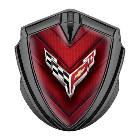 Chevrolet Corvette Bodyside Emblem Graphite Red Honeycomb Big Logo