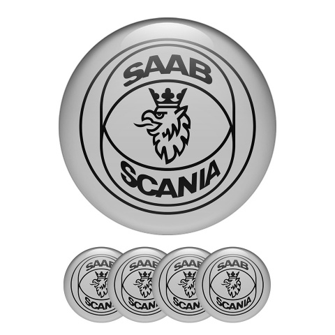 Saab Sticker Wheel Center Hub Cap Gray and Black Logo