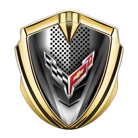 Chevrolet Corvette Trunk Metal Emblem Gold Metallic Grinder Big Logo