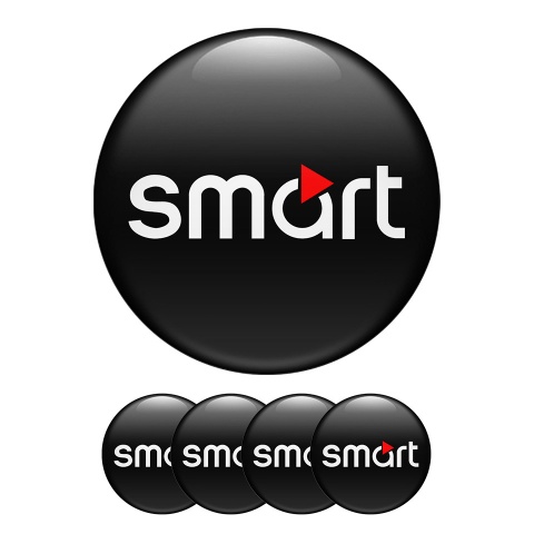 Smart Wheel Center Cap Domed Stickers Black Edition
