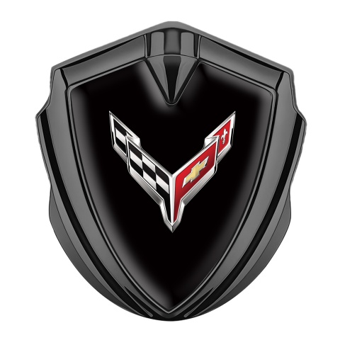 Chevrolet Corvette Metal Emblem Self Adhesive Graphite Black Template