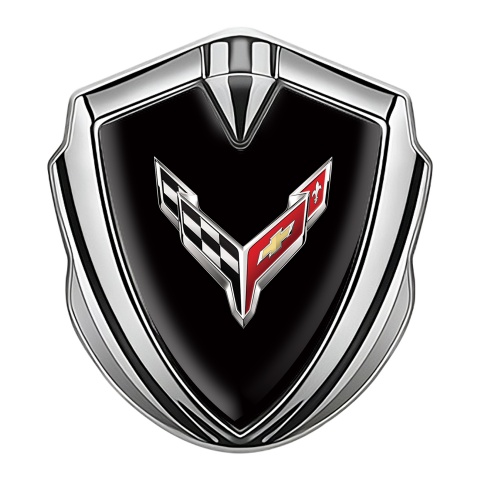 Chevrolet Corvette Metal Emblem Self Adhesive Silver Black Template