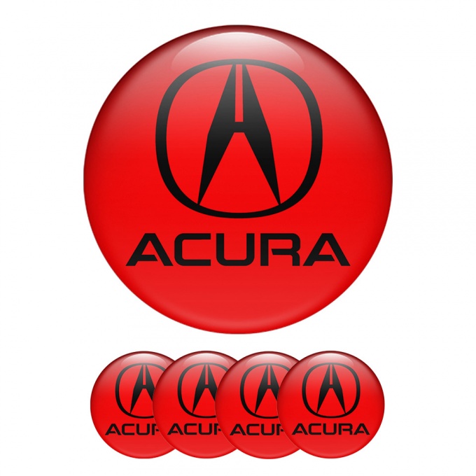 Acura Domed Stickers Wheel Center Cap Red Emblems