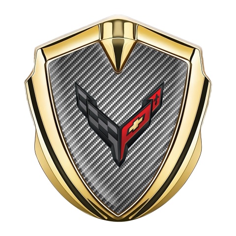 Chevrolet Corvette Trunk Emblem Badge Gold Light Carbon Big Logo